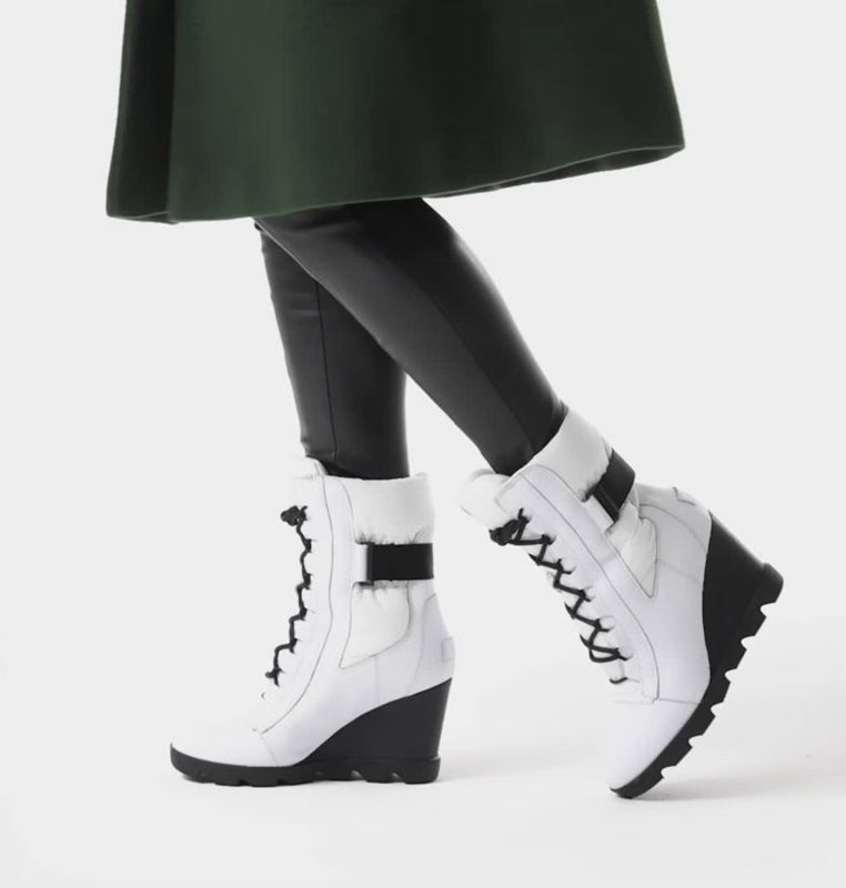 Womens Wedges White - Sorel Joan Uptown™ Mid Lace Boot - 260541-CPI